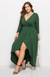 Women's Plus Size Solid Deep V Dress